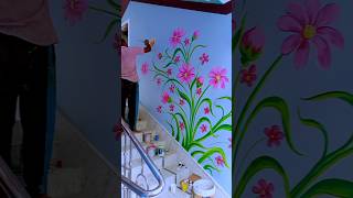 Wall painting design ideawall art flower design shorts short art design painting [upl. by Nabe517]