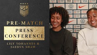 PREMATCH PRESS CONFERENCE Lily Yohannes amp Jaedyn Shaw  December 2 2024 [upl. by Ttenaej260]