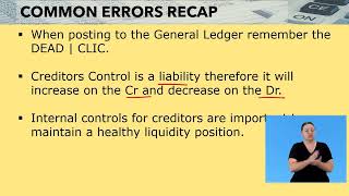 Accountancy Grade 10 Creditors Reconciliation Video 2 Seg 3 [upl. by Jeremie]