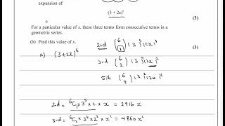 P2 EDEXCEL IAL WMA1201 OCTNOV 2023 Q10  BINOMAIL EXPANSION  GEOMETRIC SERIES  SUM TO INFINITY [upl. by Elamor]