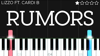 Lizzo  Rumors feat Cardi B  EASY Piano Tutorial [upl. by Leivad159]