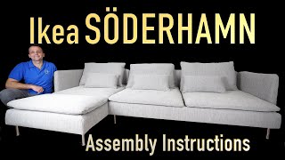 Ikea SÖDERHAMN 4 seat sofa with chaise longue Assembly instructions [upl. by Eisle]