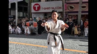 Karate Kata Demonstration on Kokusai Street [upl. by Ardnassela125]