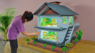 Full guide to build 2 storey aquarium house Aquarium house project [upl. by Attenra]