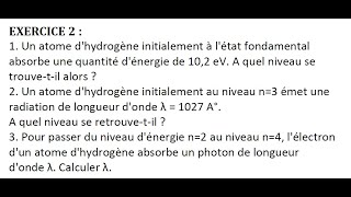 EXAM Atome dHydrogène [upl. by Bezanson]