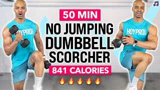 50 MIN NO JUMPING ALL STANDING HIIT Workout With Weights  Full Body  No Repeat  Dumbbell Workout [upl. by Ocsic441]