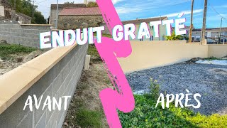 Enduire un mur comment faire un enduit gratté avec un enduit prêt à lemploi [upl. by Ellicec]