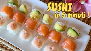 SUSHI FATTO IN CASA IN 5 MINUTI  Sushi veloce  Riso per Sushi  Ricetta Sushi  Cube Sushi [upl. by Ward]