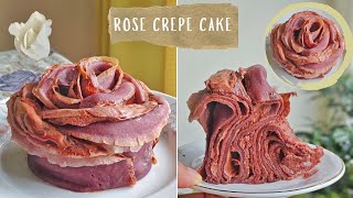 Eng রোজ ক্রেপ কেক রেসিপি  Rose Crepe Cake Recipe [upl. by Ilojna381]