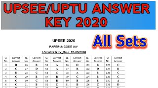 UPSEEUPTU ANSWER KEY 2020 ALL SETS  HOW TO DOWNLOAD UPTU ANSWER KEY 2020  UPTUAKTUUPSEE ANS KEY [upl. by Ydissac]