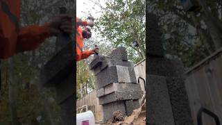 Stonemasons process of splitting block stonemason bricklayer block constructionmaterial tips [upl. by Dowdell490]