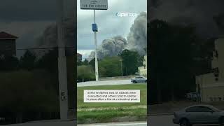 Chemical plant fire in Conyers GA causes more than 90000 residents to evacuate or shelter in place [upl. by Idnas]