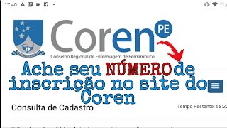 Como achar o número da inscrição do Coren Online [upl. by Ainuj]