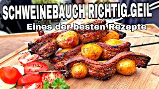 Schweinebauch Spieße mega geniales Rezept   The BBQ BEAR [upl. by Mettah]