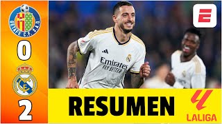 Real Madrid le ganó 20 al Getafe con DOBLETE de Joselu y recuperó el liderato  La Liga [upl. by Dichy641]