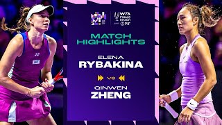 Elena Rybakina vs Zheng Qinwen  2024 WTA Finals Riyadh Group Stage  Match Highlights [upl. by Airretal]