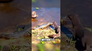 Crocodile vs Giant Otters A Fight for Survival shorts viralvideo [upl. by Nosirb]