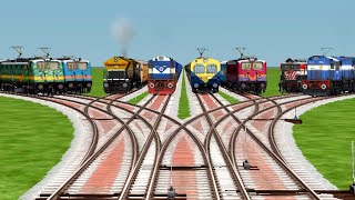 8 TRAINS CROSSING AT BUMPY RAILROAD TRACKS RAILrailworks Indian express risky track rail risky 2020 [upl. by Erdnua]