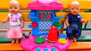 Baby dolls playing with toy kitchen [upl. by Adrial]