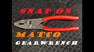 Slip Joint Plier Comparison Snap On Matco and Gearwrench [upl. by Eelame]