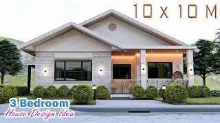 HOUSE DESIGN IDEA  10 x 10 meters  3 bedroom Pinoy House [upl. by Ginnifer]