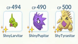 Under 500 CP SHINY LARVITAR Evolution Line Destroys Leader Sierra Pokemon Go [upl. by Drofdeb645]