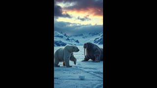 Frozen Fury Polar Bear vs Walrus wildlife shorts [upl. by Claudetta]