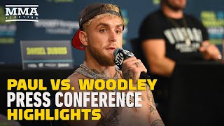 Jake Paul Vs Tyron Woodley Press Conference Highlights  Paul vs Woodley  MMA Fighting [upl. by Matland]