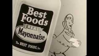 Vintage Old 1950s Best Foods Hellmanns Real Mayonnaise Commercial [upl. by Yerrok]