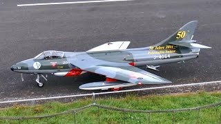 Giant RC Turbine Jet Hawker Hunter MK 58A  Flight Demonstration  JetPower Messe 2014 HD [upl. by Adnilak686]