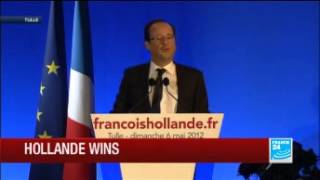 Presidentelect François Hollande delivers victory speech to supporters in Tulle [upl. by Dahle]