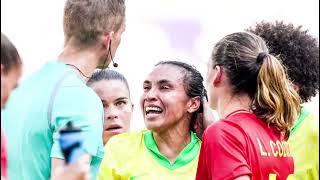 Brazils Marta leaving pitch in tears after sent off with red card for foul on Olga Carmona vs Spain [upl. by Akeimat]