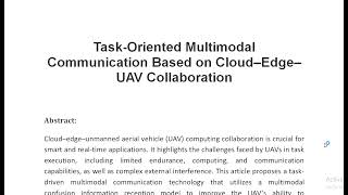 Task Oriented Multimodal Communication Based on Cloud–Edge–UAV Collaboration [upl. by Renat342]