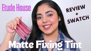 ETUDE HOUSE Matte FIXING Tint  Lip amp Hand Swatch  Review  New Shades  Korean Lip Tints [upl. by Berghoff]