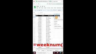 How to find the week number in Google Sheets video googlesheets weeknum googlesheetstips shorts [upl. by Ahsieki]