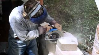 Cutting Retaining Wall Cap Block [upl. by Innej]