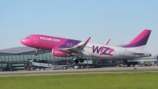 WizzAir lądowanie i start samolotu na lotnisku w Gdańsku Rębiechowie Lotnisko Gdańsk [upl. by Llenra]