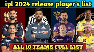 ipl 2024  sabhi 10 teams ke release players  ipl 2024 players list  ipl 2024  ANALYSIS ipl [upl. by Nakre]