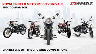 RE Meteor 350 Vs Honda CB350 Vs RE Classic 350 Vs Jawa Vs Imperiale 400  Spec Comparo  ZigWheels [upl. by Curt]