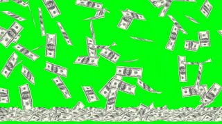 Money Falling Animation Loop Chroma Key HD  Green Screen No copyright [upl. by Llewop]