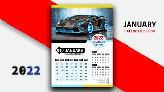 How to Make a Monthly Calendar Design in Photoshop CC 2022  Corporate Calendar PS  Unique Graphics [upl. by Uriel]