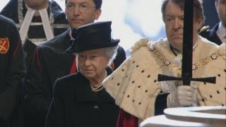 Queen arrives at Margaret Thatchers funeral [upl. by Franz]