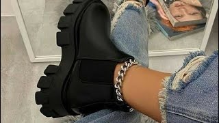 Lather chunky Chelsea boots for girls  short and trendy boots  comfortable boots [upl. by Frymire344]