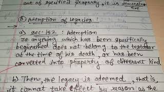 Ademption Of Legacies Imp Questions Family Law 6th Sem Part 15 [upl. by Idnor]