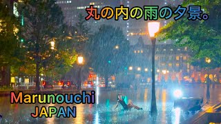 4K HDR Heavy Rain amp Typhoon Walk Walking around Marunouchi  Hibiya and Ginza in the rain Japan [upl. by Tiat]