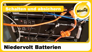 Niedervolt Batterien Richtig übers Kreuz schalten und Absichern Bsp mit 3x Victron Multiplus 5000 [upl. by Atlee]