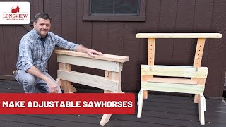 Make Adjustable Sawhorses  With PLANS [upl. by Clementine]