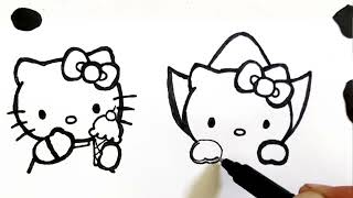 Hello Kitty Art  How to draw hello Kitty stepbystep [upl. by Leela]