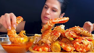 SEAFOOD BOIL  KING CRABS LOBSTER TAILS amp JUMBO SHRIMPS  MUKBANG  ASMR  EATING SOUNDS [upl. by Elburt]