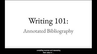 Writing 101 Annotated Bibliography [upl. by Ibor]